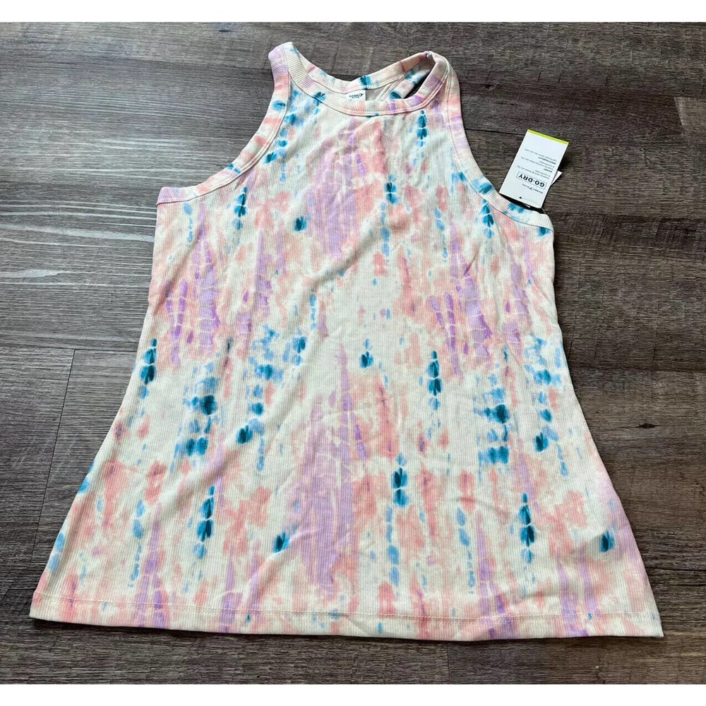 Old Navy Womens Ribbed Active Tank Top Size Medium Tie Dye Razorback M7